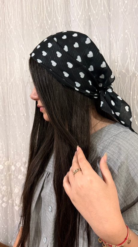 مینی اسکارف چاپی لمه ای مشکی