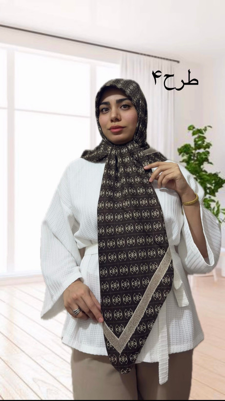 روسری قواره بزرگ قهوه ای
